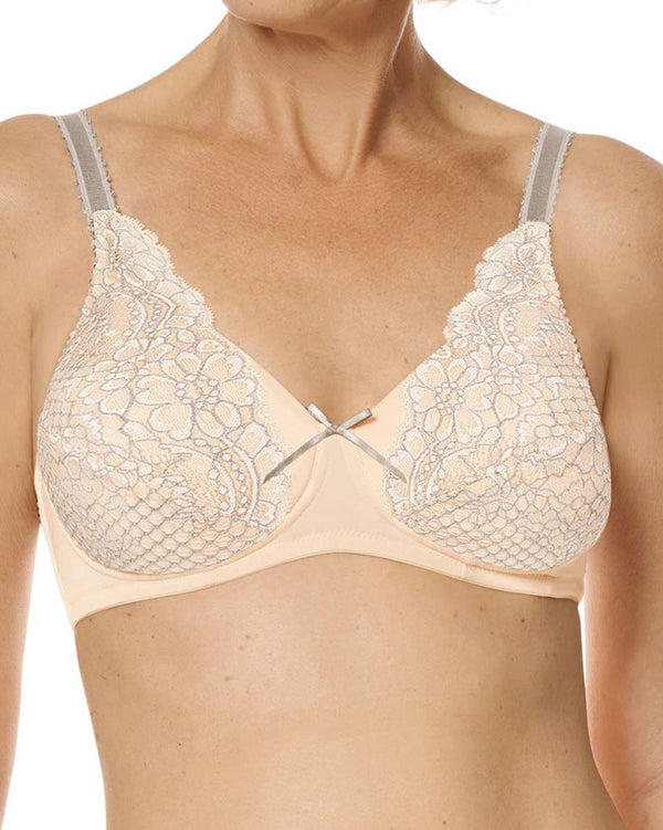 Amoena Alina Padded Wire-Free Bra - Light Rose / Grey / Black