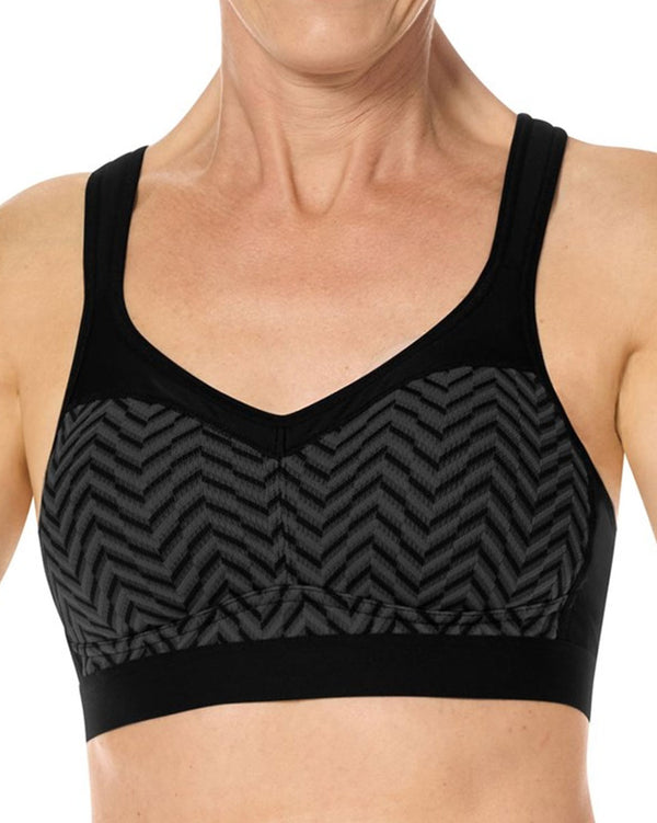 Amoena Jolie Wire-Free Sports Bra - Black / Grey