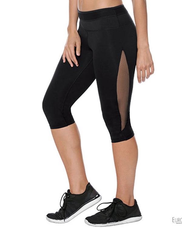 EuroSkins Womens Performance Microfiber Mesh Capri Compression Leggings