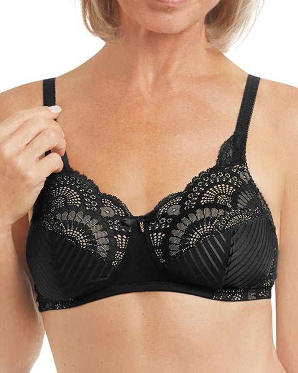 Amoena Karolina Wire-Free Bra - Black / Sand