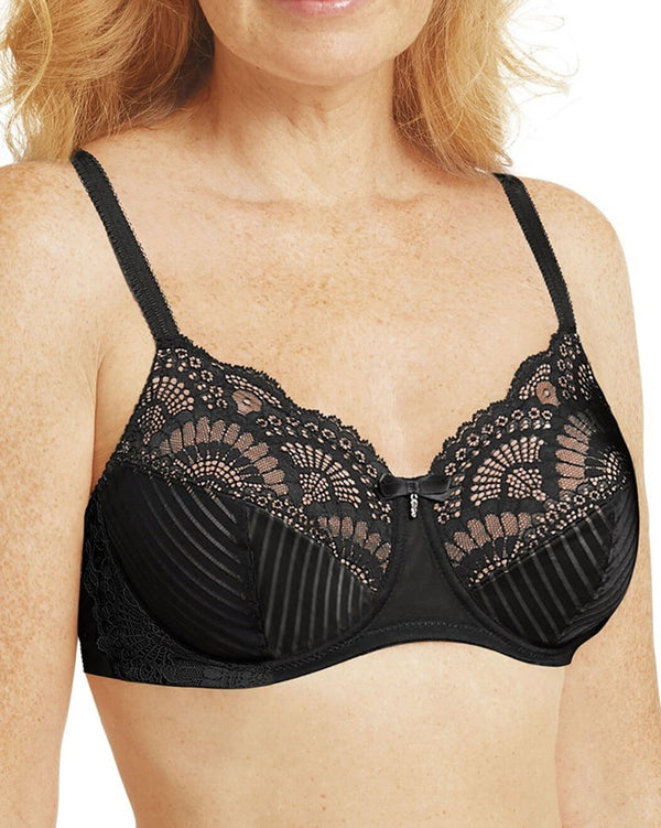 Amoena Karolina Padded Wire-Free Bra - Black / Sand