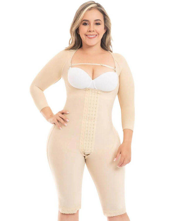 Fajas M & D Faja Colombiana Post Surgery & Daily Use Knee Length Shapewear with Sleeves