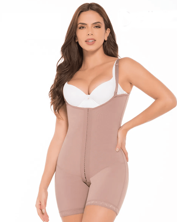 Delie Fajas High Mid Thigh Body Shaper with Shoulder Straps