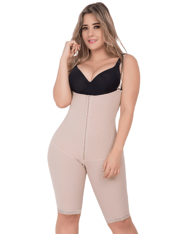 Fajas Uplady Open Bust Tummy Control Butt Lifter Knee Length Bodysuit