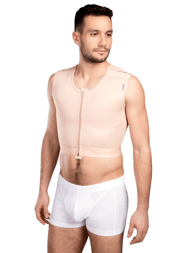 Final Sale Clearance Lipoelastic MTmS Comfort - Gynecomastia Vest - Front Zipper And Adjustable Shoulder