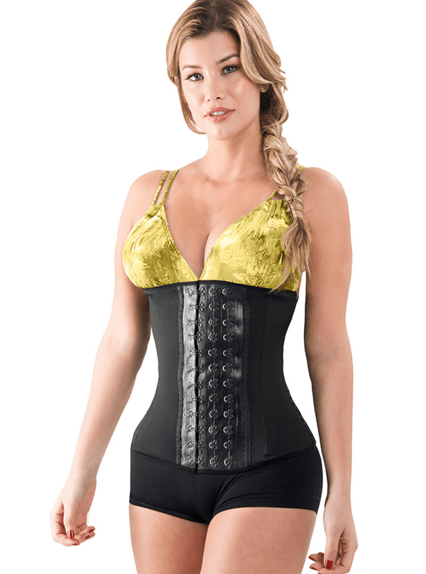 Fiorella Neo Latex Waist Cincher Corset 3 Hooks Black Faja