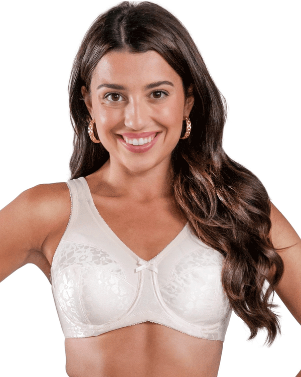 Rago Brand Printed Full Figure Support Underwire Bra - Fawn