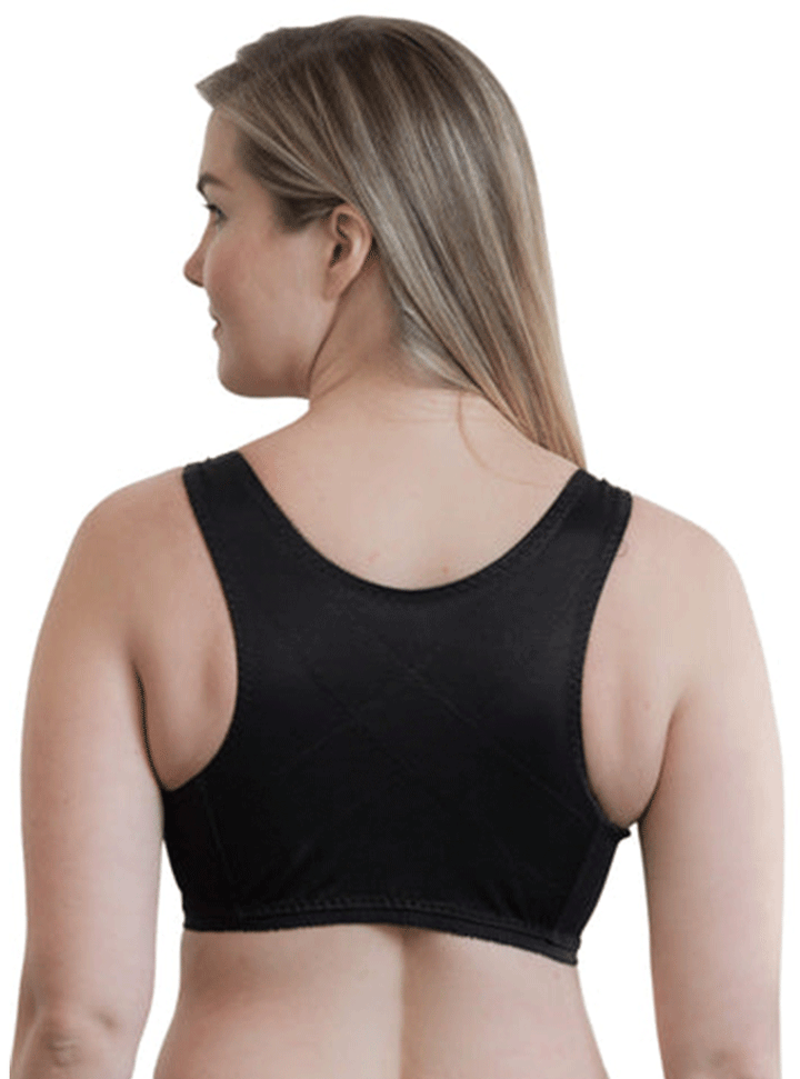 Rago Front Closure Back Support Bandeau Bra Black