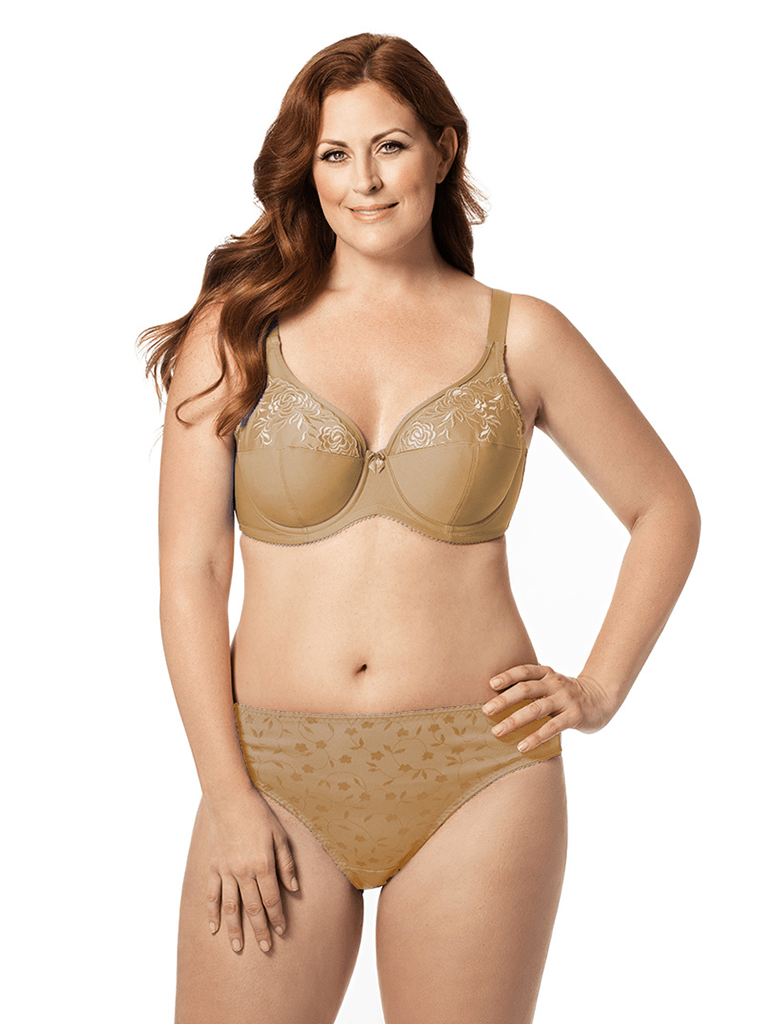 Plus Size Women's Embroidered Softcup Bra by Elila in Mocha (Size