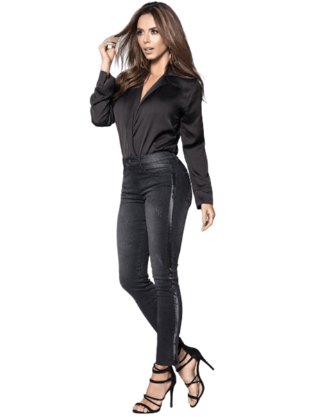 Mapale Butt Lifting Jeans with Side Satin Strip Detail D1917 –