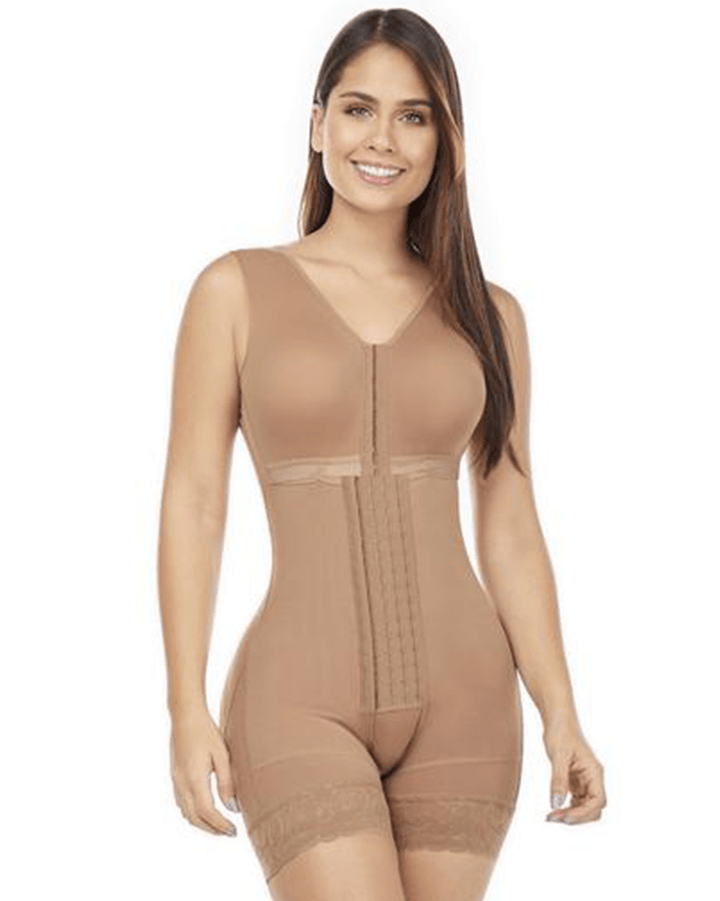 MariaE Fajas Full Post-Op Bodysuit for Women with Bra and Mid Thigh