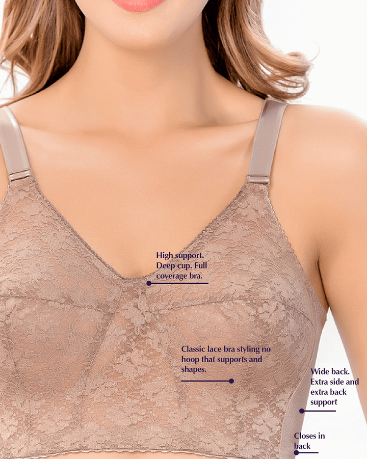 Siluet Extra Coverage Support Wireless Bra with Lace Cups