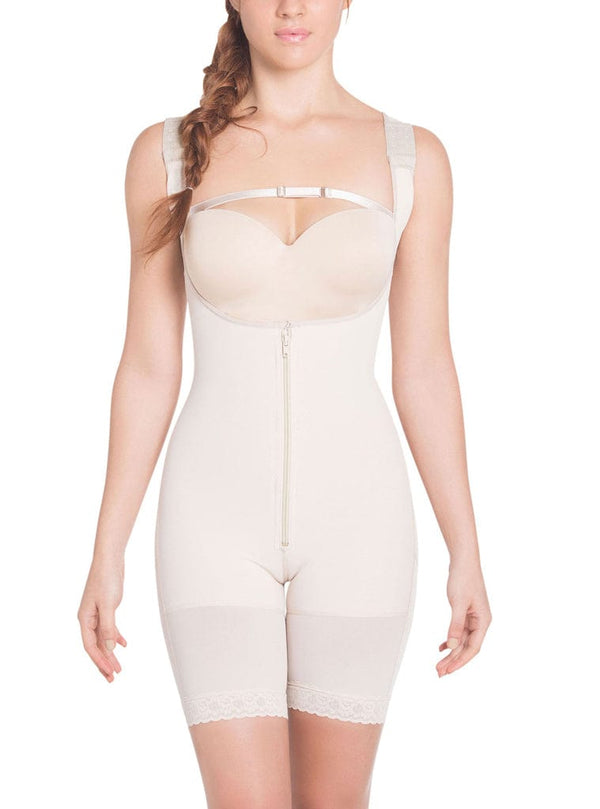 Siluet High Compression Wide Straps Mid-Thigh Bodysuit Slimming Shaper